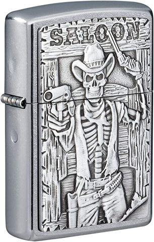 Zippo Saloon Skull Emblem Street Chrome 49298