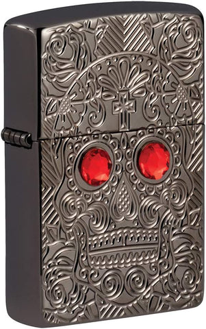 Zippo Armor Crystal Skull High Polish Black Ice 49300