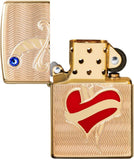 Zippo Armor Heart and Sword High Polish Brass 49303