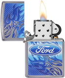 Zippo Ford Blue Flame Script in Oval Logo Street Chrome 49307