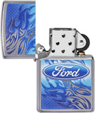 Zippo Ford Blue Flame Script in Oval Logo Street Chrome 49307