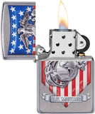 Zippo U.S. Marine Corps. Crest and US Flag Street Chrome 49317