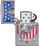 Zippo U.S. Marine Corps. Crest and US Flag Street Chrome 49317