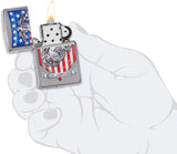 Zippo U.S. Marine Corps. Crest and US Flag Street Chrome 49317