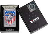 Zippo U.S. Marine Corps. Crest and US Flag Street Chrome 49317