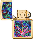 Zippo Psychedelic Leaf Brushed Brass 49398
