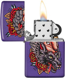 Zippo Wolf in Sheeps Clothing Tattoo Design Purple Matte 49413