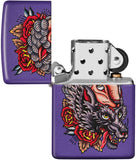 Zippo Wolf in Sheeps Clothing Tattoo Design Purple Matte 49413