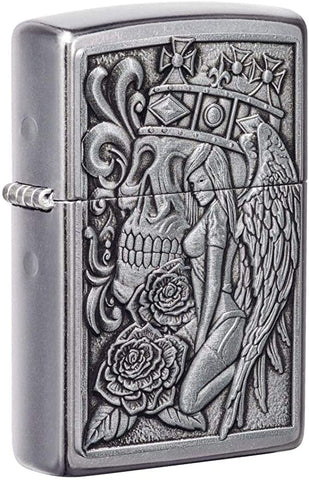 Zippo Skull and Angel Emblem Street Chrome 49442