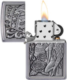Zippo Skull and Angel Emblem Street Chrome 49442