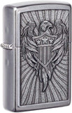 Zippo Eagle Shield Emblem Design Street Chrome 49450