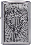 Zippo Eagle Shield Emblem Design Street Chrome 49450