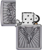 Zippo Eagle Shield Emblem Design Street Chrome 49450