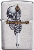 Zippo Sword Skull Design Brushed Chrome 49488