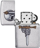 Zippo Sword Skull Design Brushed Chrome 49488