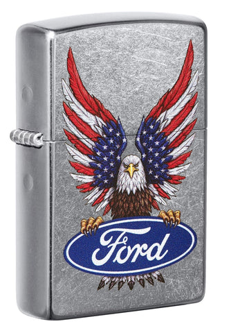 Zippo Ford Oval and American Bald Eagle Street Chrome 49521