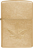 Zippo Cannabis Stamped Design Tumbled Brass 49569