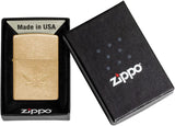 Zippo Cannabis Stamped Design Tumbled Brass 49569