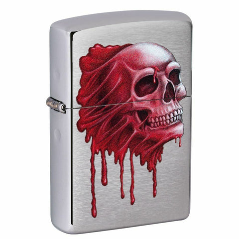 Zippo Bloody Skull Design Brushed Chrome 49603