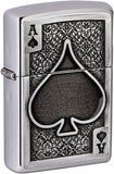 Zippo Ace of Spades Emblem Brushed Chrome 49637
