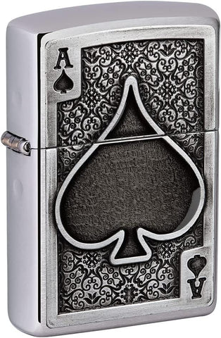Zippo Ace of Spades Emblem Brushed Chrome 49637