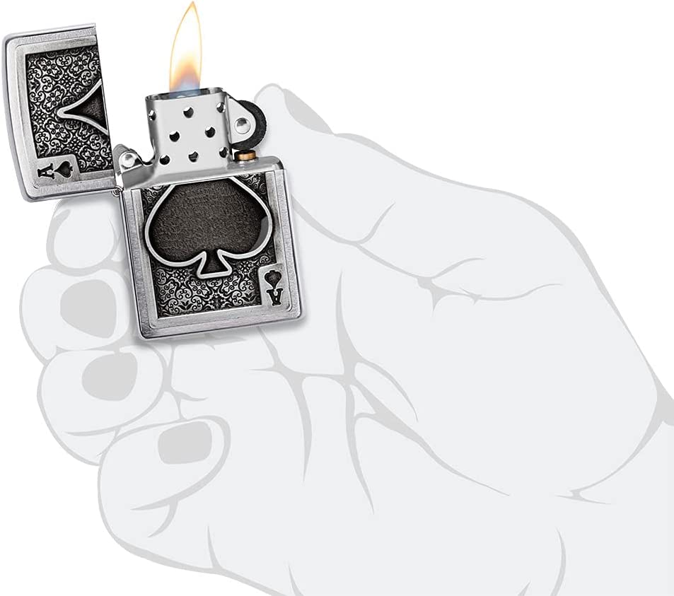 Zippo Ace of Spades Emblem Brushed Chrome 49637 – Real Guts Outdoor
