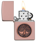 Zippo Tree of Life Emblem High Polish Rose Gold 49638