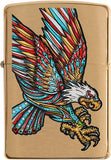 Zippo Tattoo Eagle Design Brushed Brass 49667