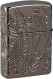 Zippo Wicca Design Armor Black Ice Deep Carved 49689