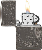 Zippo Wicca Design Armor Black Ice Deep Carved 49689