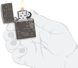 Zippo Wicca Design Armor Black Ice Deep Carved 49689