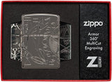 Zippo Wicca Design Armor Black Ice Deep Carved 49689