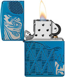 Zippo Armor High Polish Blue Skull Design 49705