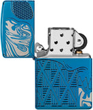 Zippo Armor High Polish Blue Skull Design 49705