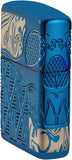 Zippo Armor High Polish Blue Skull Design 49705