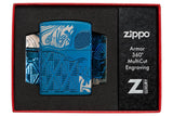 Zippo Armor High Polish Blue Skull Design 49705