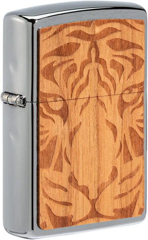 Zippo Woodchuck USA Cherry Tiger Head Brushed Chrome 49707