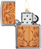 Zippo Woodchuck USA Cherry Tiger Head Brushed Chrome 49707