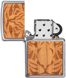 Zippo Woodchuck USA Cherry Tiger Head Brushed Chrome 49707