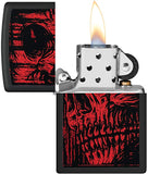 Zippo Red Skull Design Black Matte 49775