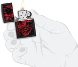 Zippo Red Skull Design Black Matte 49775