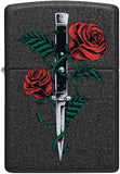 Zippo Rose Dagger Tattoo Design Black Crackle 49778