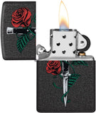 Zippo Rose Dagger Tattoo Design Black Crackle 49778
