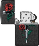 Zippo Rose Dagger Tattoo Design Black Crackle 49778