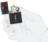 Zippo Rose Dagger Tattoo Design Black Crackle 49778