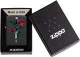 Zippo Rose Dagger Tattoo Design Black Crackle 49778