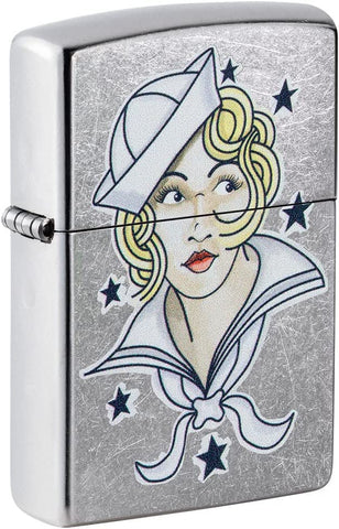 Zippo Sailor Girl Tattoo Design Street Chrome 49789