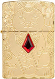 Zippo Lucky Cat Design Armor High Polish Brass 49802