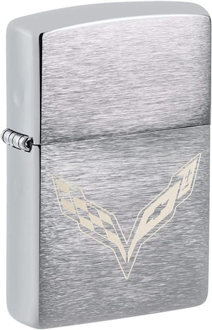 Zippo Chevrolet Corvette Logo Brushed Chrome 49832