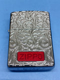 Zippo Swirl Pattern Deep Carved Design High Polish Chrome Armor 49880